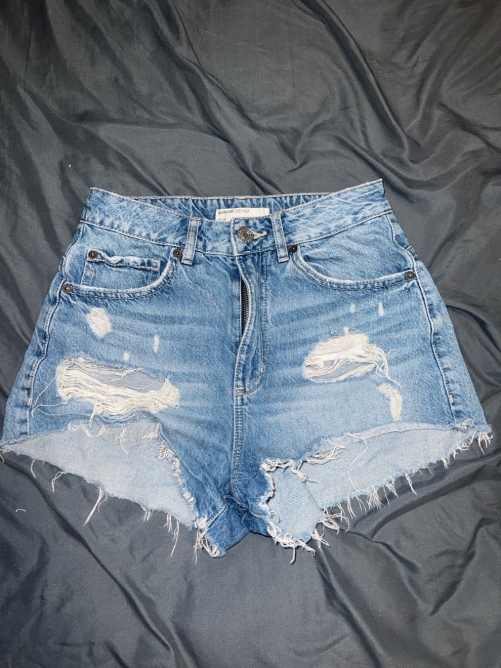 Garage Distressed Light Blue Denim Shorts